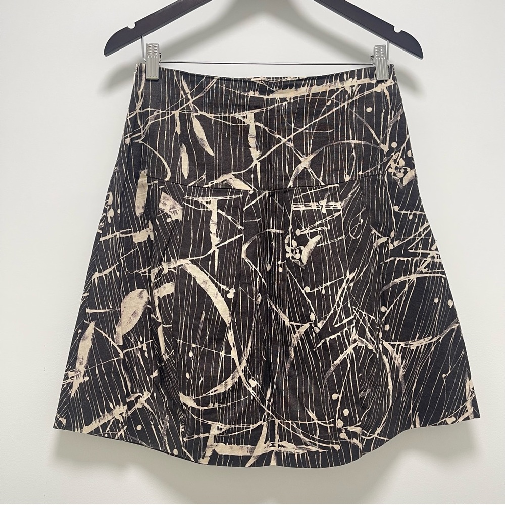 Marni Abstract Printed Pleated Black Cream A-Line Skirt Size IT 40 US 4 - Picture 6 of 12